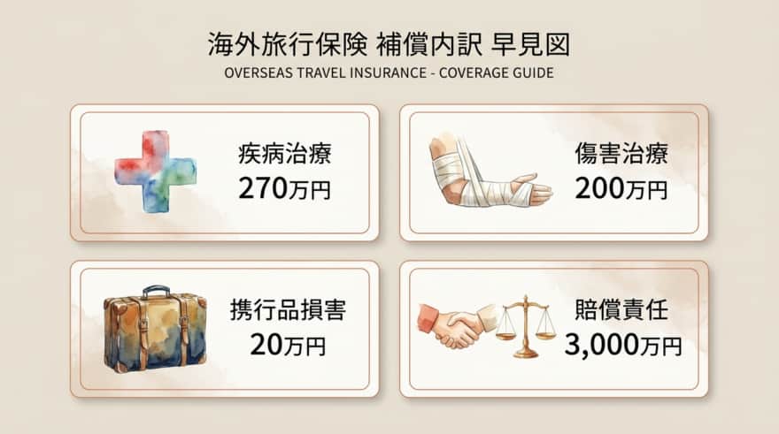 海外旅行保険補償内訳早見図
