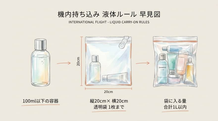 機内持ち込み液体ルール早見図